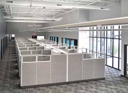 Cubicles and office space taken from mezzanine at Vuzix headquarters